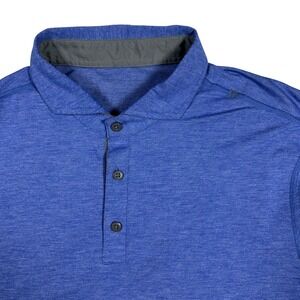 Lululemon Polo Shirt Mens Blue Short Sleeve Heather Golf Active Performance READ